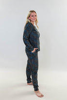 Golden Dahlias Long Sleeve Jogger Velour Lounge Set miranda nic