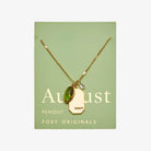 Birthstone Charm Necklace in 14k Plated Gold featuring August Peridot and 'Beauty' charm by Foxy Originals.
