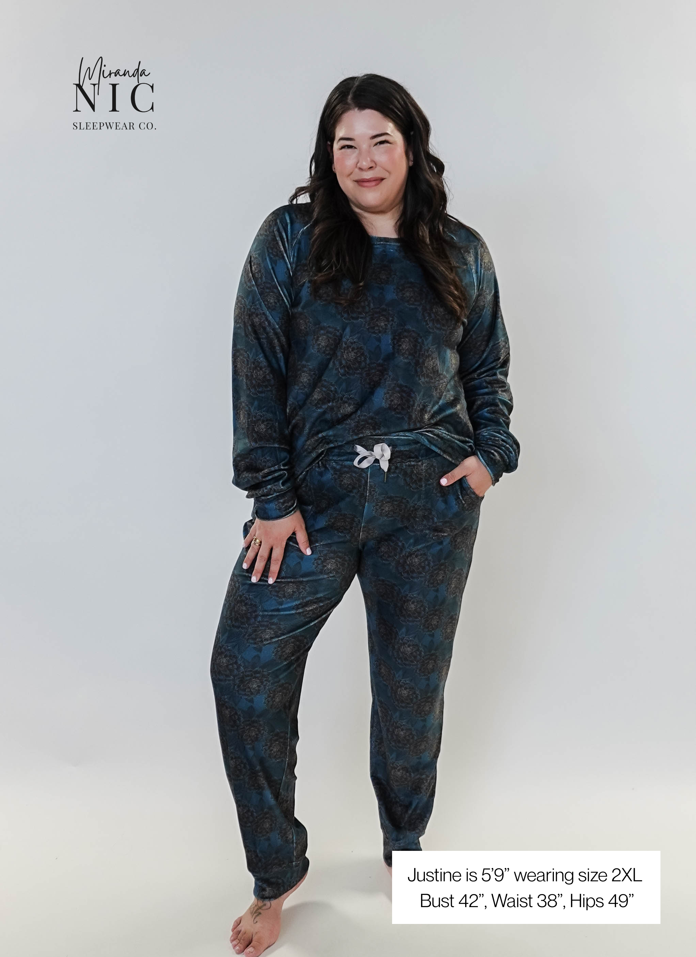 Golden Dahlias Long Sleeve Jogger Velour Lounge Set miranda nic