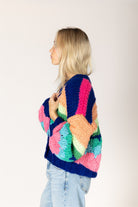 Lyla & Luxe HADLEY hand-knit stripe cardigan side view layering — Cloud Nine Pajamas