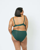 HUHA Mineral High Rise Bikini Green TENCEL Modal on plus size model back view — Cloud Nine Pajamas Edmonton