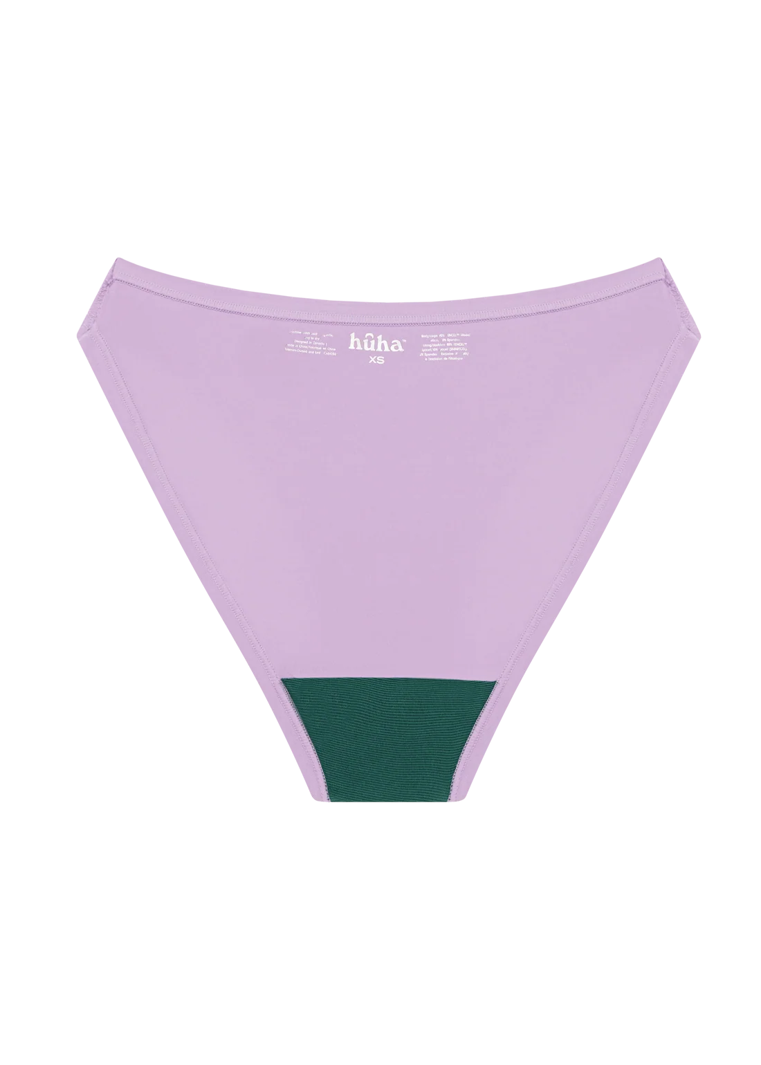 INSIDE OUT BACK VIEW Showing gusset HUHA Mineral High Rise Bikini Lilac product flat lay — Cloud Nine Pajamas Edmonton