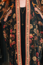 Market of Stars Heart of Gold Opera Duster print detail parchment coral gold Friendship Love & Truth — Cloud Nine Pajamas