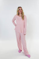 women's light pink loungewear set straight pant Miranda Nic