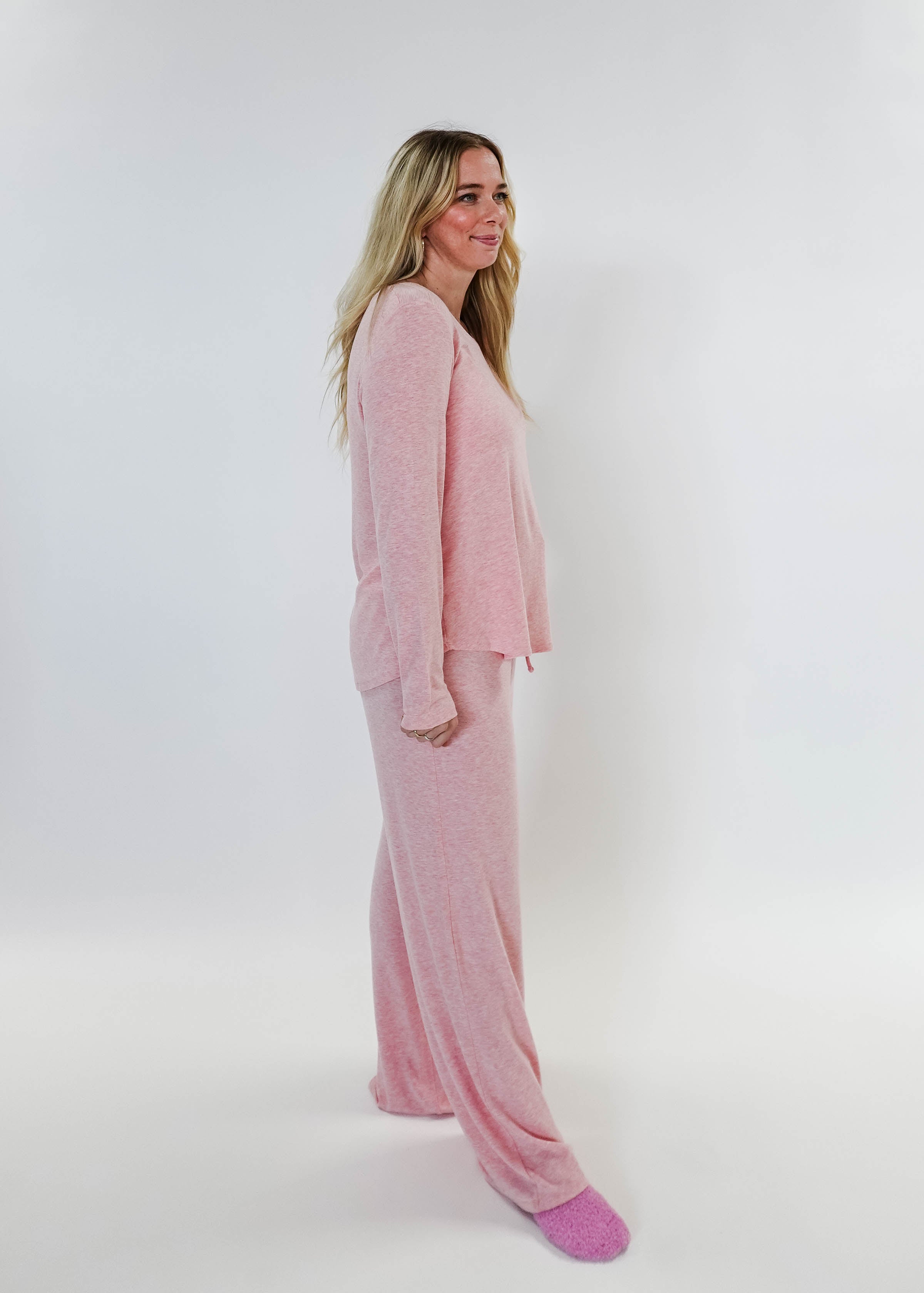 women's light pink loungewear set straight pant Miranda Nic