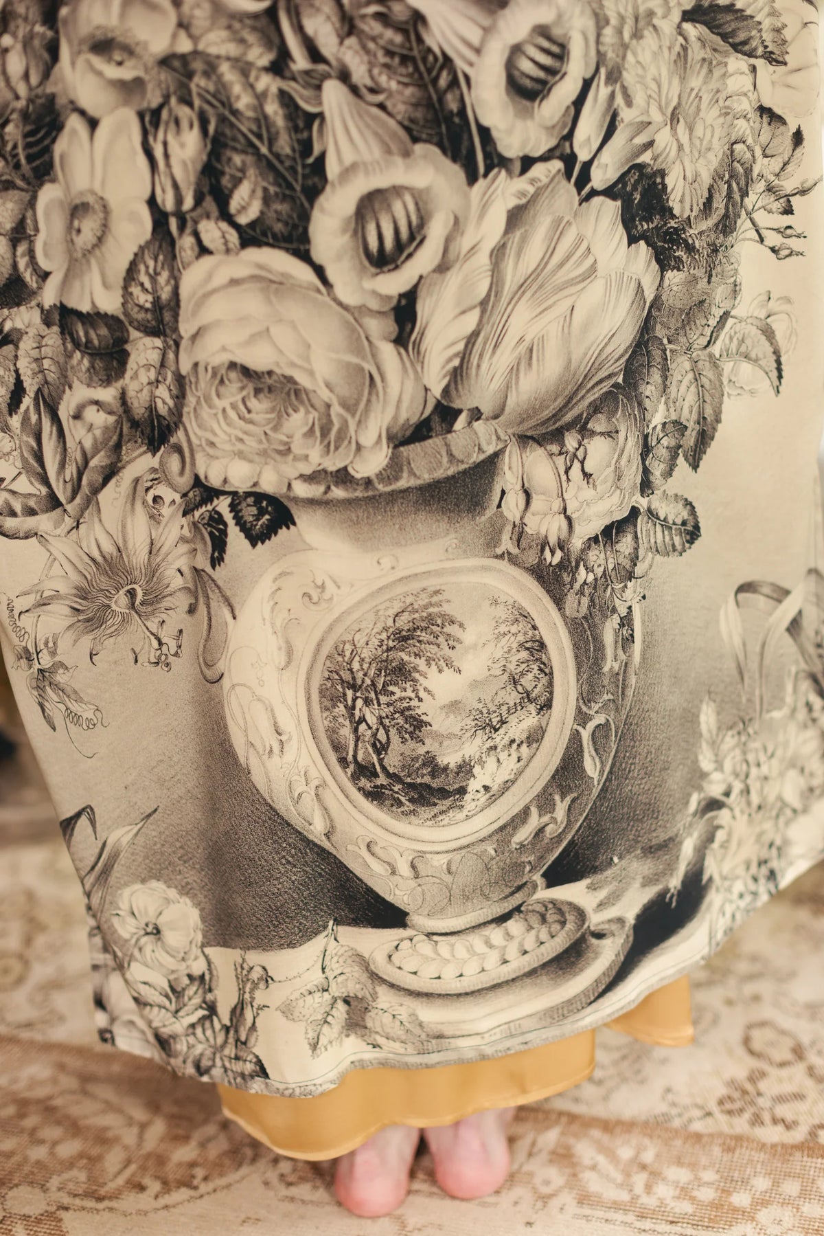 Market of Stars Honey and The Moon Opera Duster 19th century botanical print detail — Cloud Nine Pajamas