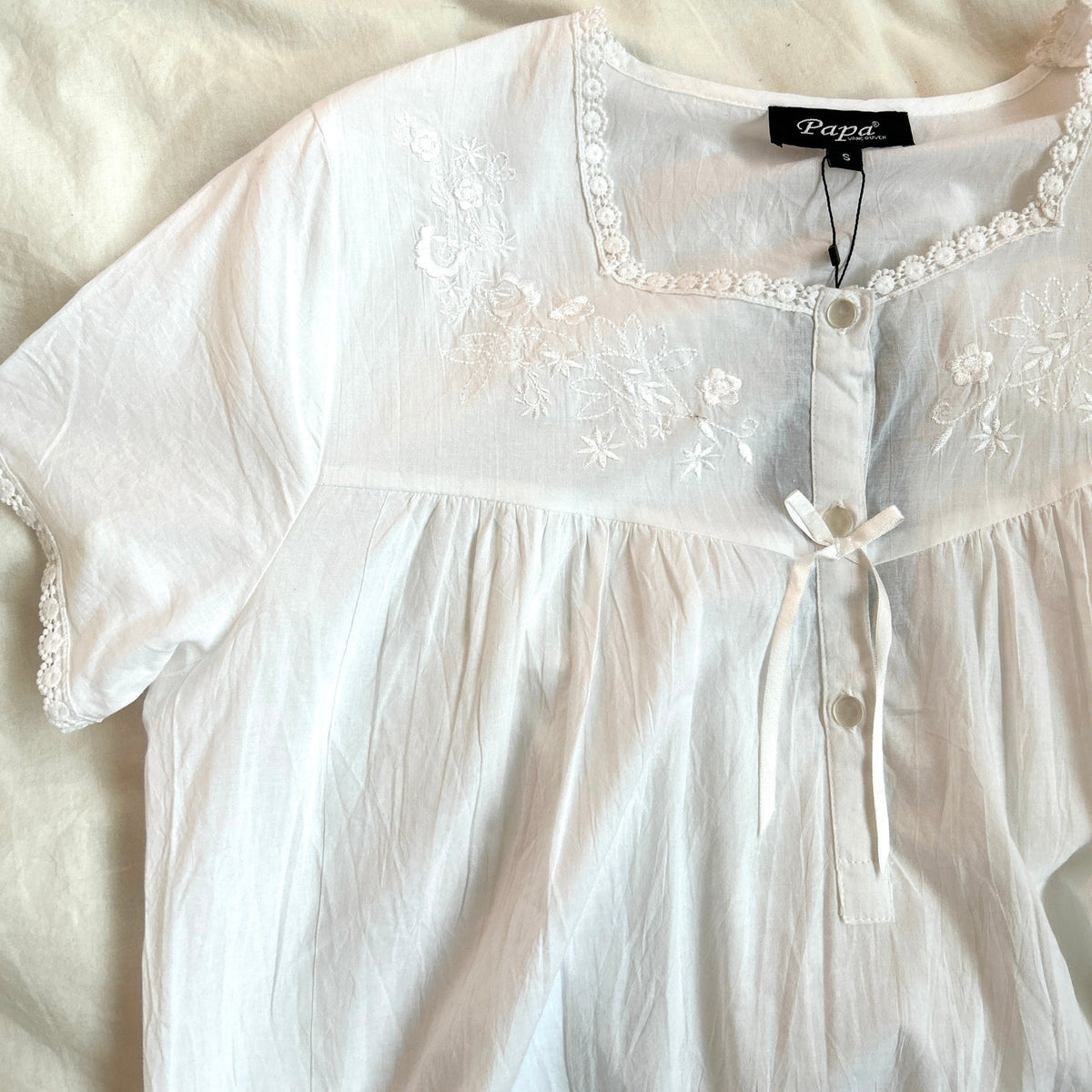 Nightshirt Long Embroidery with Buttons