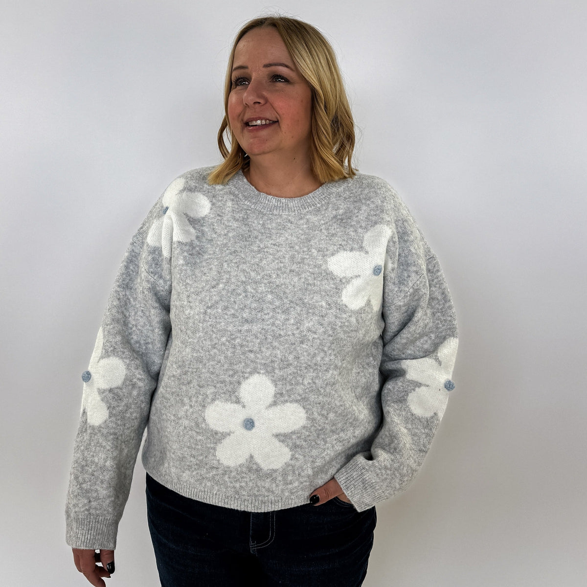 Flower Power Cropped Sweater