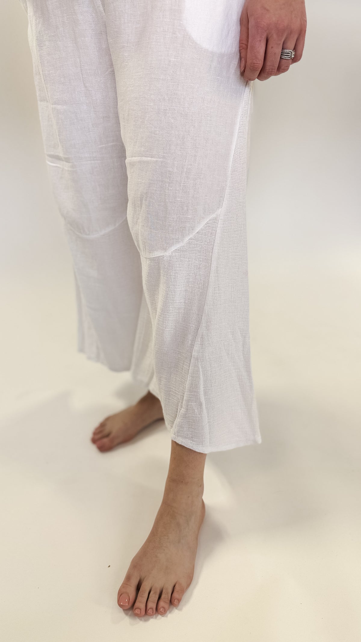 LINEN WIDE LEG PANTS WITH POCKETS | WHITE