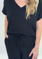 PJ Tee V Neck/ Straight Leg Pant Crepe Knit