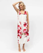 women's long floral elegant nightgown in cotton modal by cyberjammies