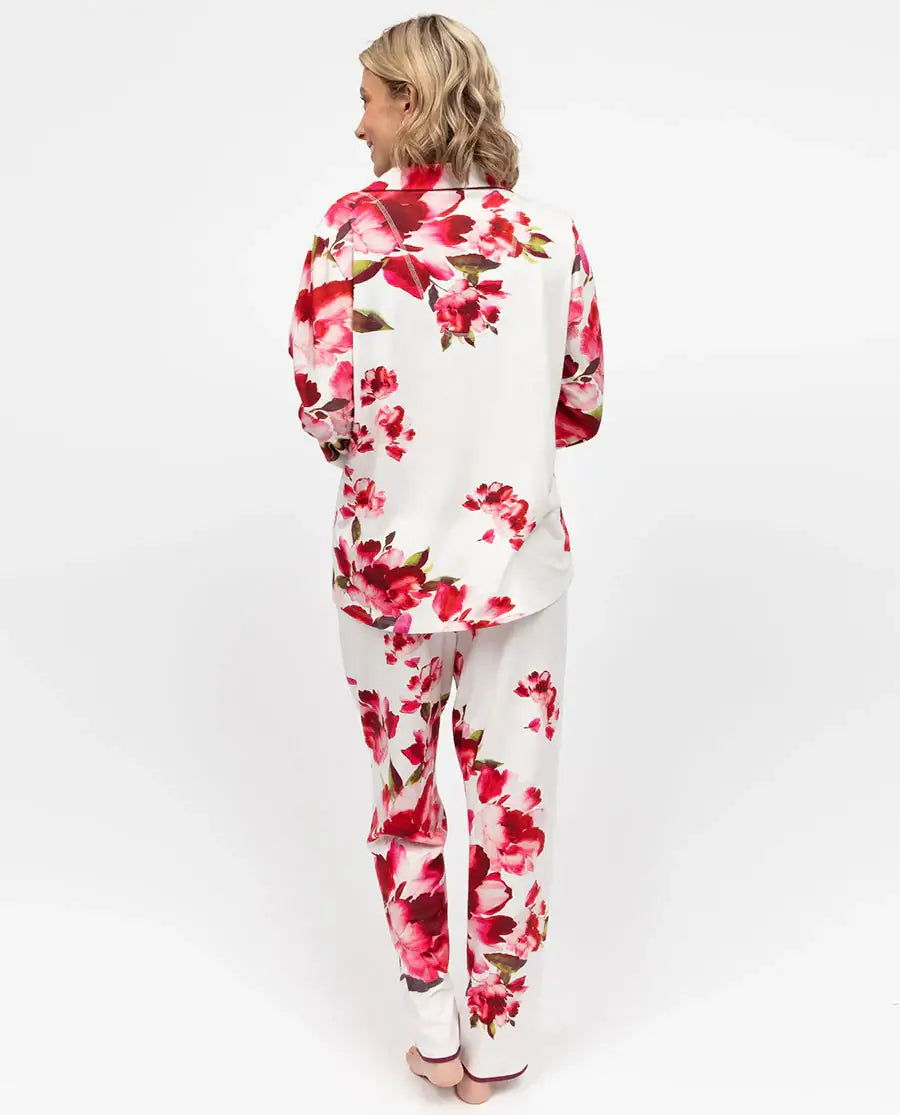 Isabella Women's Floral Printed Button up Jersey Pyjama Set