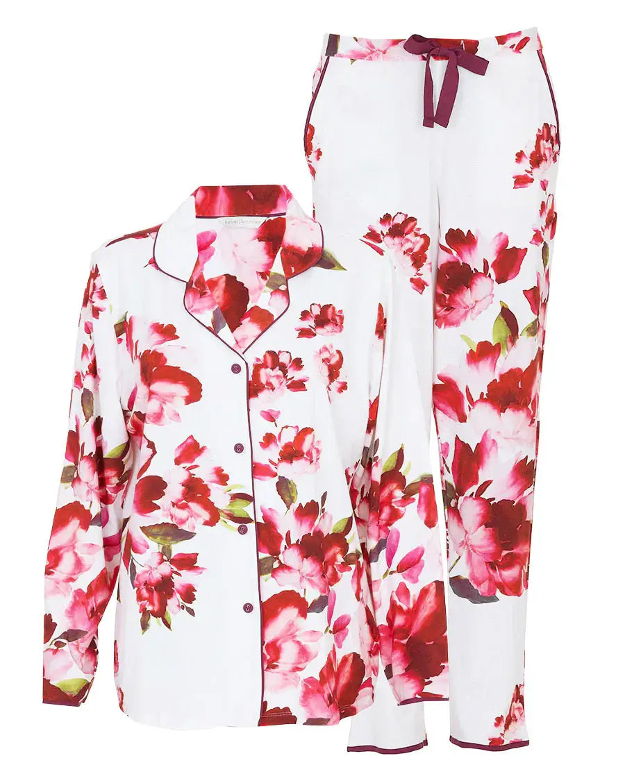 Isabella Women's Floral Printed Button up Jersey Pyjama Set