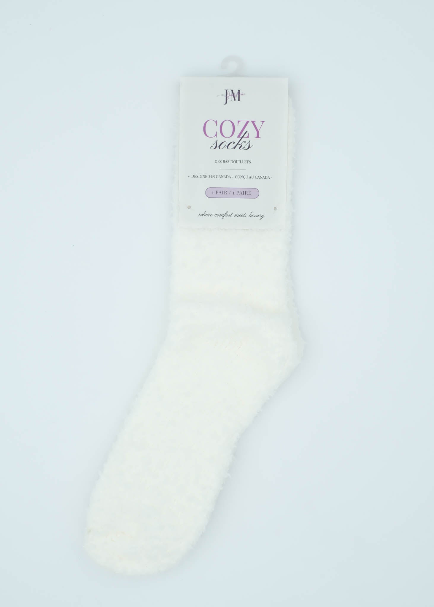 Lounge by Jan Marie Cozy Cloud Spa Socks ivory plush slouch sock — Cloud Nine Pajamas Edmonton