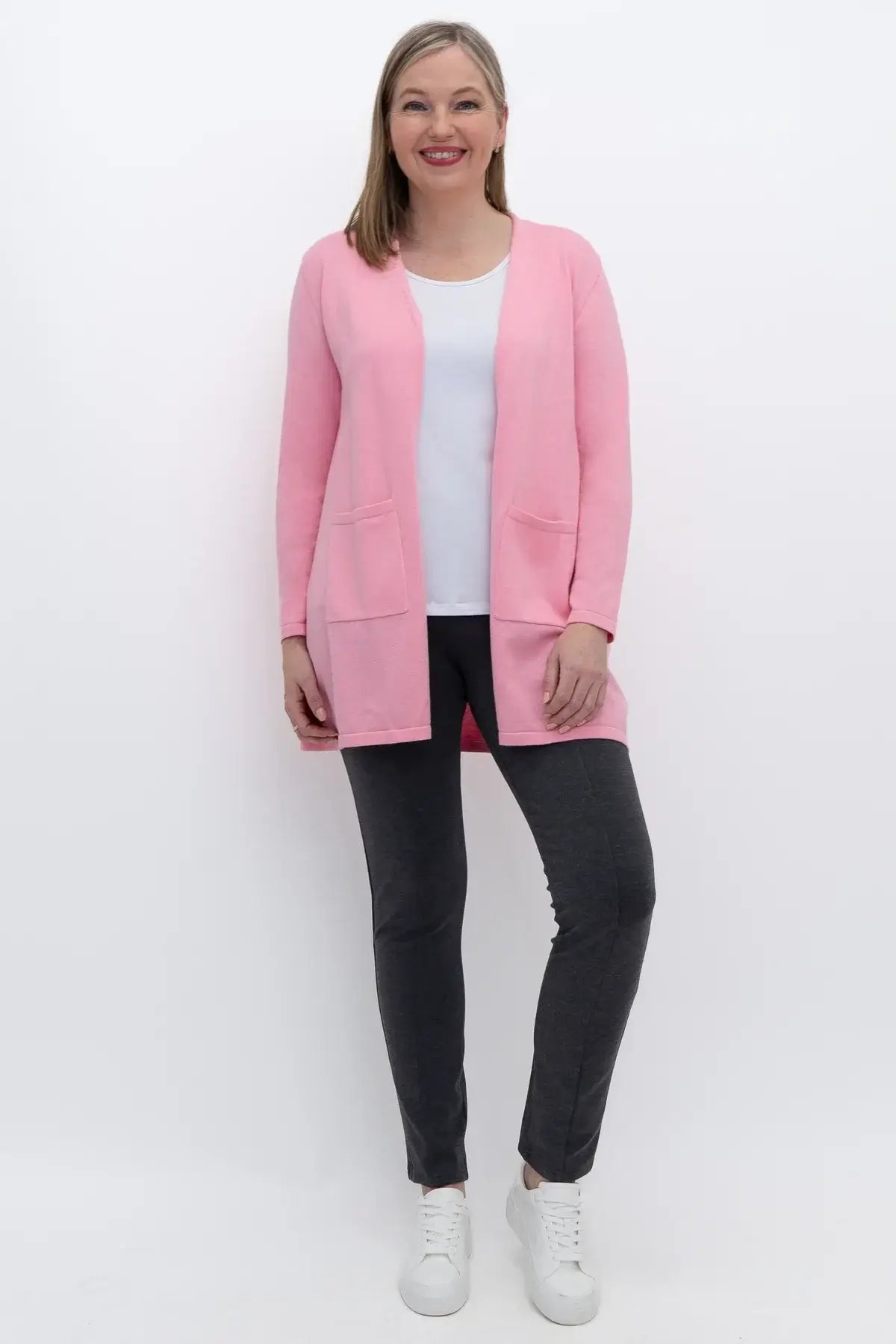 women's open front cotton cardigan with pockets classic elegant Blue Sky Clothing Co.