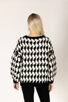 Lyla & Luxe Libby Houndstooth Cardigan back view — Cloud Nine Pajamas