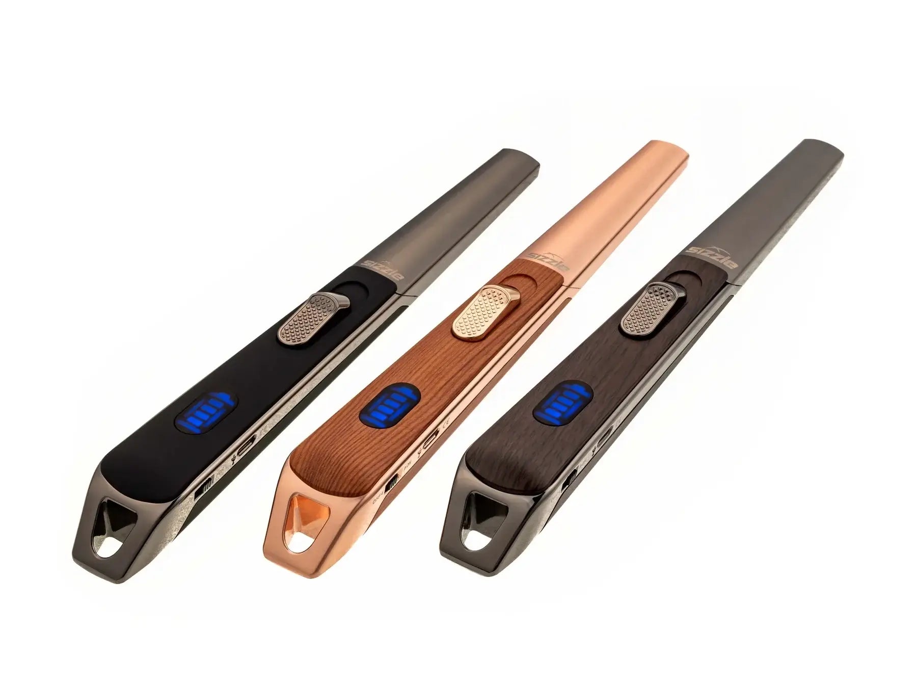 all-groups Sizzle LUX USB Rechargeable Plasma Arc Lighter | Black, Walnut or Oak Wood Grain