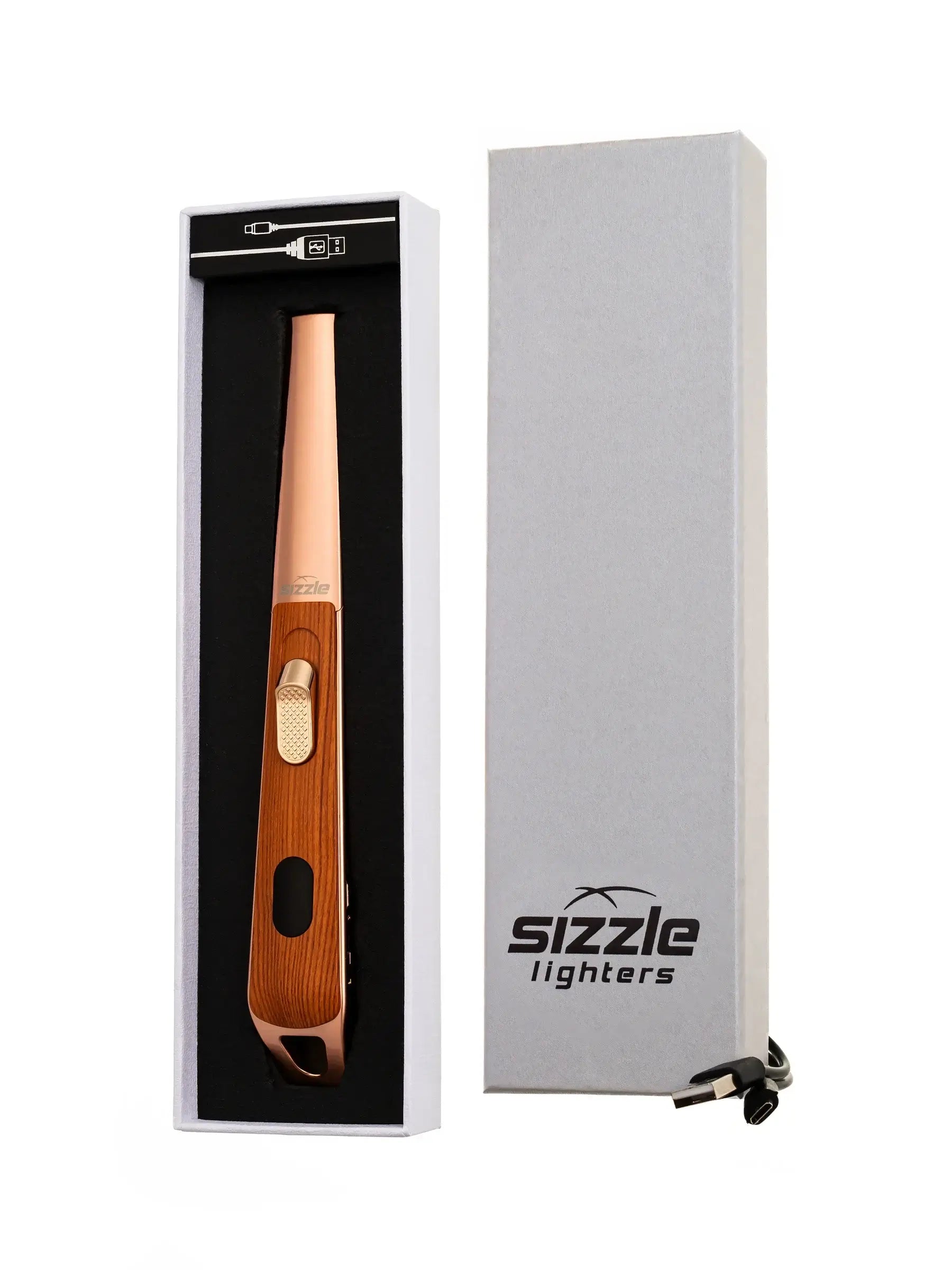 all-groups Sizzle LUX USB Rechargeable Plasma Arc Lighter | Black, Walnut or Oak Wood Grain