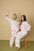 Let's Get Toasty 3-Piece Flannel PJ Set featuring festive wine print on soft fabric for cozy holiday nights.