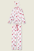 Let's Get Toasty 3-Piece Flannel PJ Set featuring festive wine print on soft fabric for cozy holiday nights.