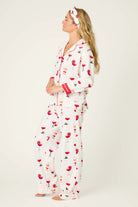 Let's Get Toasty 3-Piece Flannel PJ Set featuring festive wine print on soft fabric for cozy holiday nights.