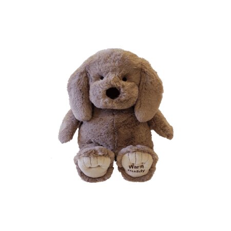 Warm Buddy Little Cuddle Buddy Taupe Puppy 8" microwavable heat stuffed animal — Cloud Nine Pajamas Edmonton