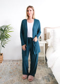 Long Bamboo Cardigan with Pockets Midnight Teal