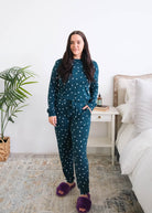Georgia Rylan Sweetheart Slumber Bamboo Jogger Set model full length — Cloud Nine Pajamas