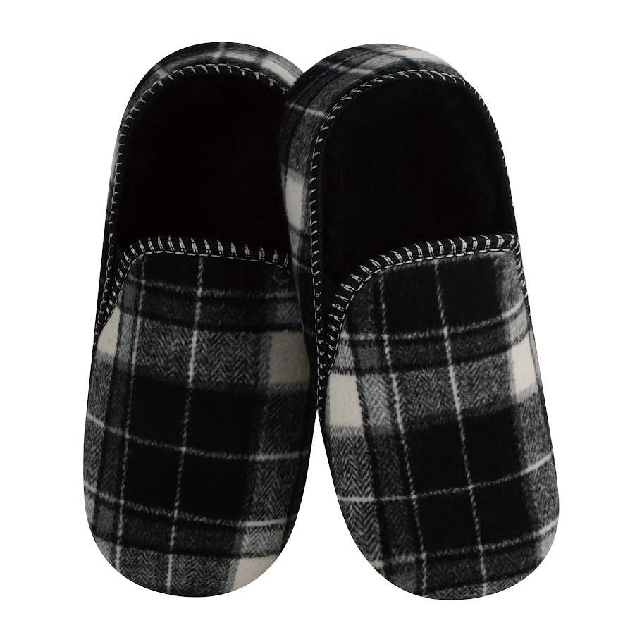 Mens Alpine Plaid Slipper Snoozies Black
