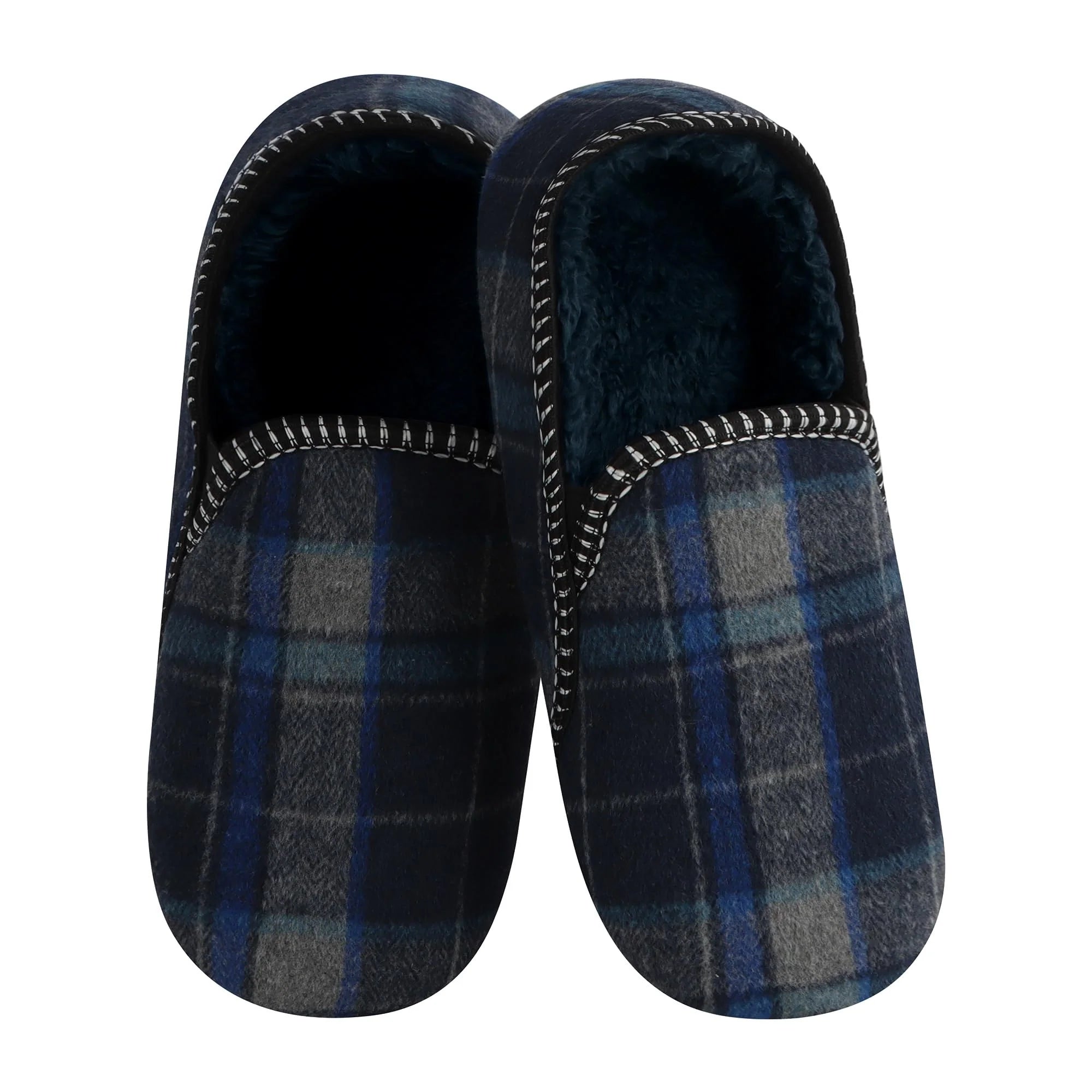 Mens Alpine Plaid Slipper Snoozies Blue