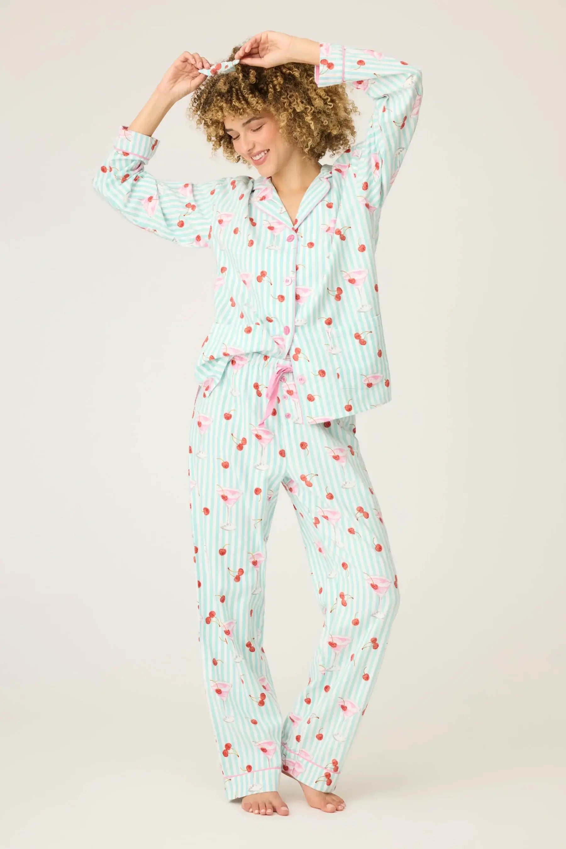 women's mint flannel drinks print pj set pj salvage