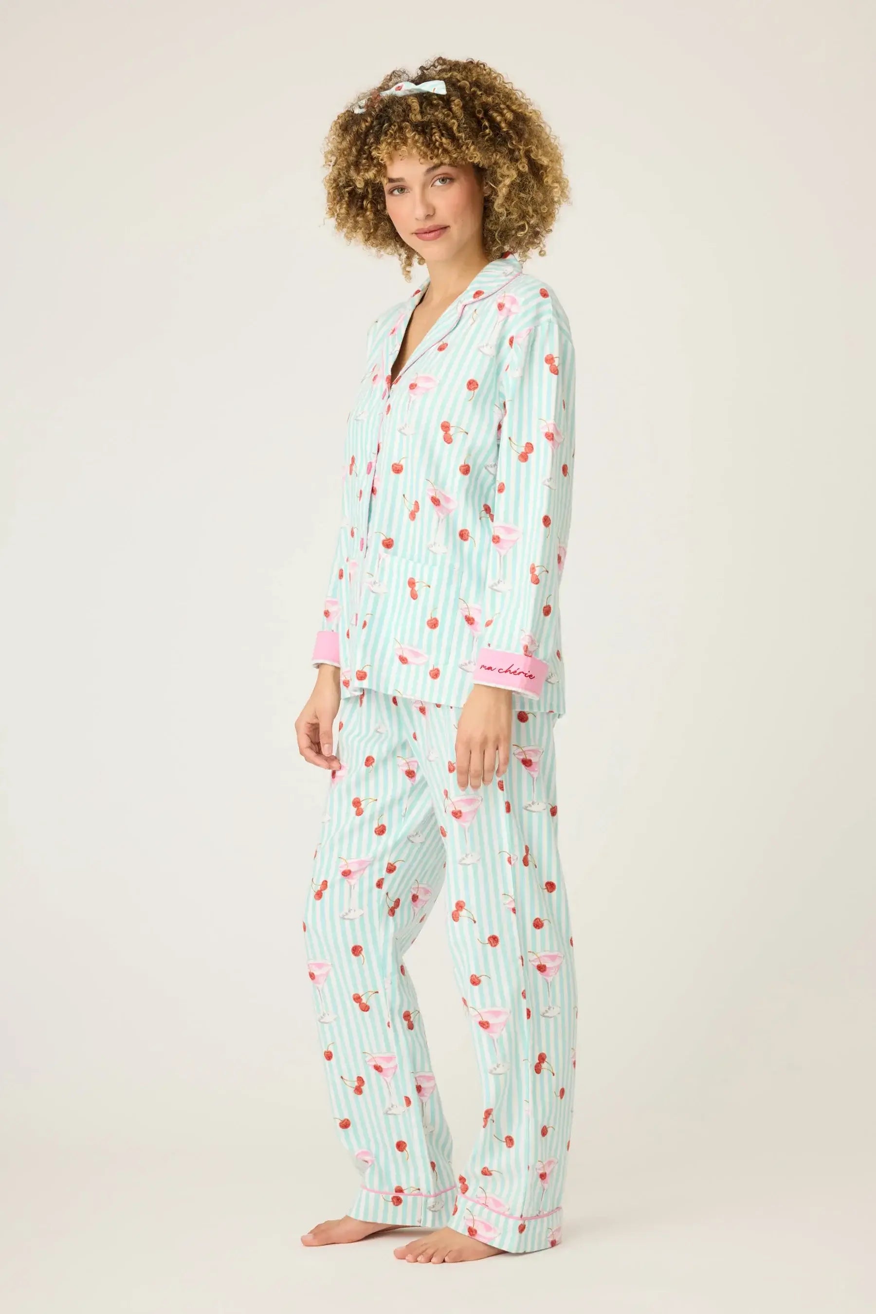 women's mint flannel drinks print pj set pj salvage