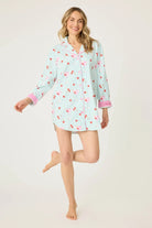 women's mint flannel nightshirt with drinks print pj salvage