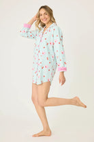 women's mint flannel nightshirt with drinks print pj salvage