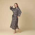 Kitty Cat 100% Cotton Long Kimono Style Robe