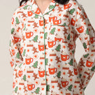 women's cotton flannel button up pj set with hot cocoa and cookies print by mahogany