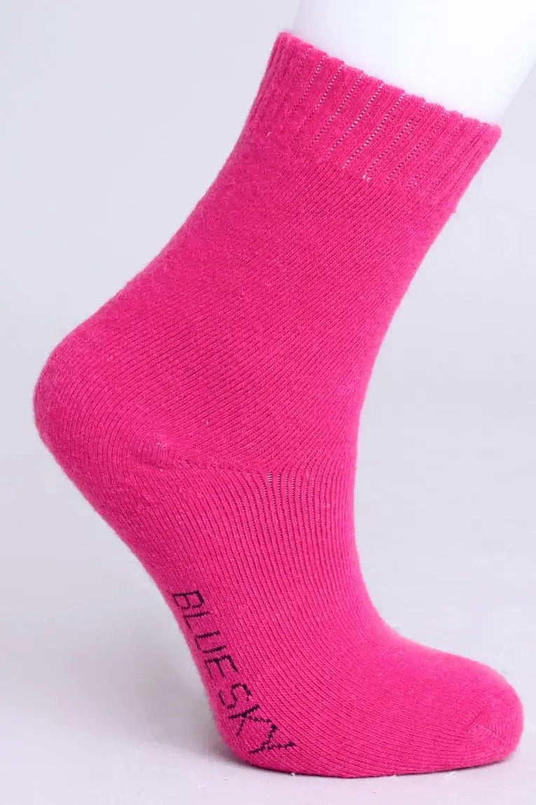 Ladies Merino Wool Socks Blue Sky Clothing Co. in vibrant pink, showing softness and warmth for cold-weather comfort.