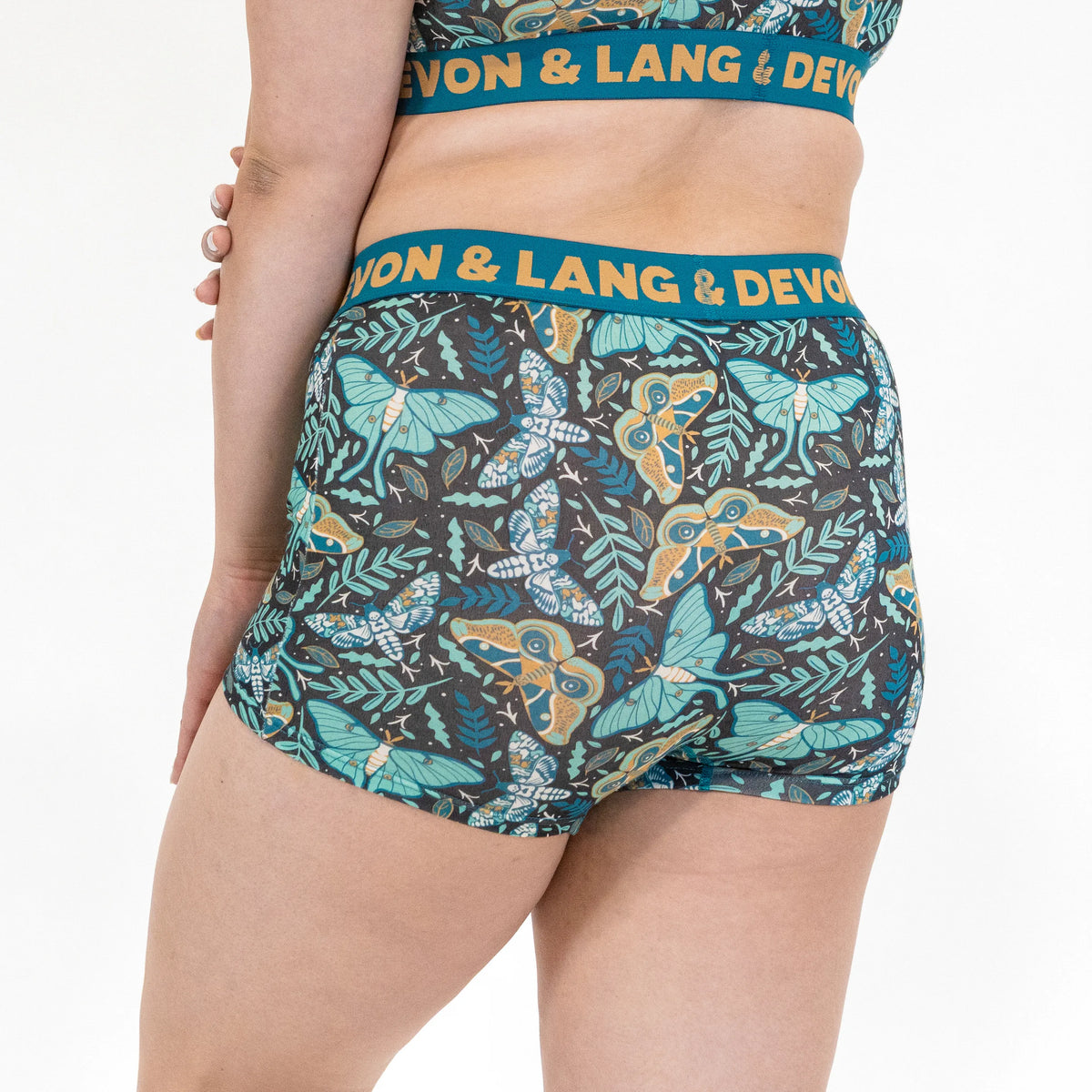 Devon + Lang Bria Boyshort in Midnight Moths print — Cloud Nine Pajamas Edmonton
