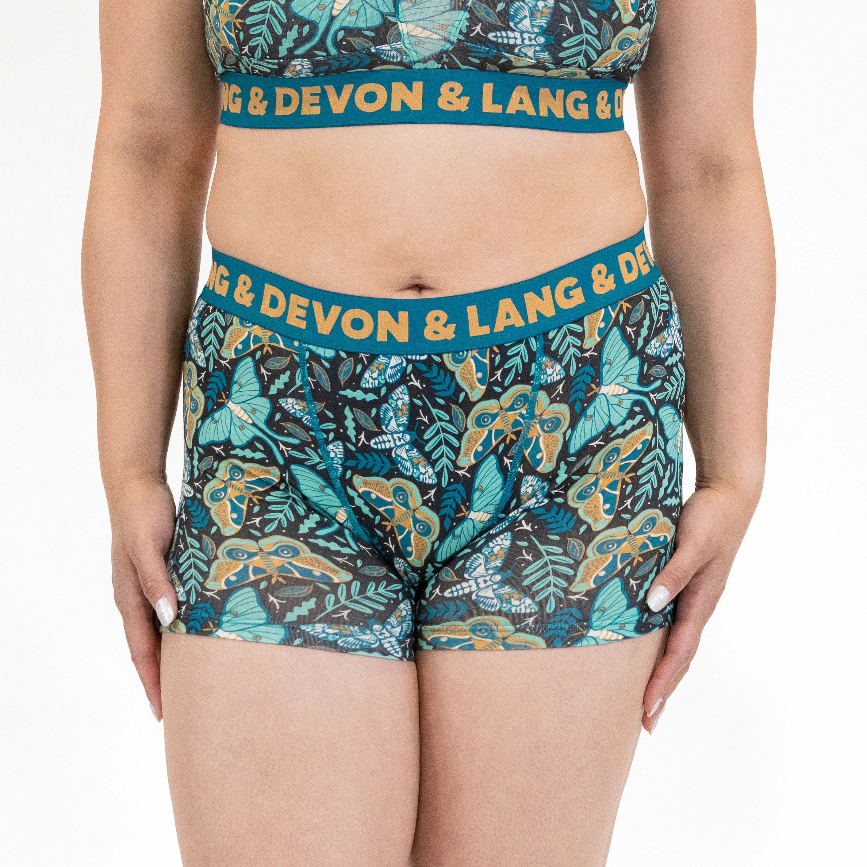 Devon + Lang Bria Boyshort in Midnight Moths print — Cloud Nine Pajamas Edmonton