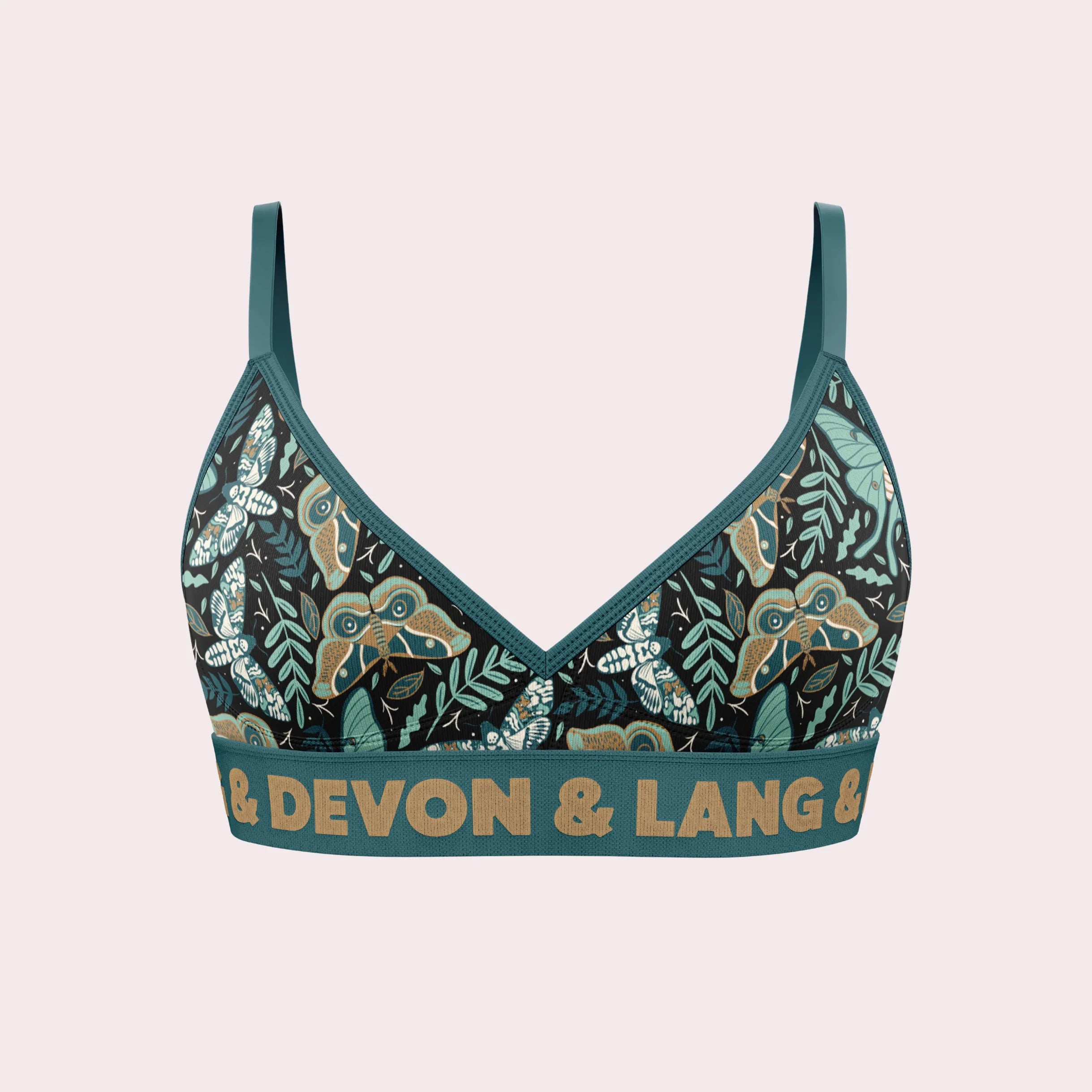 Devon + Lang Bria Wireless Bralette in Midnight Moths print — Cloud Nine Pajamas Edmonton