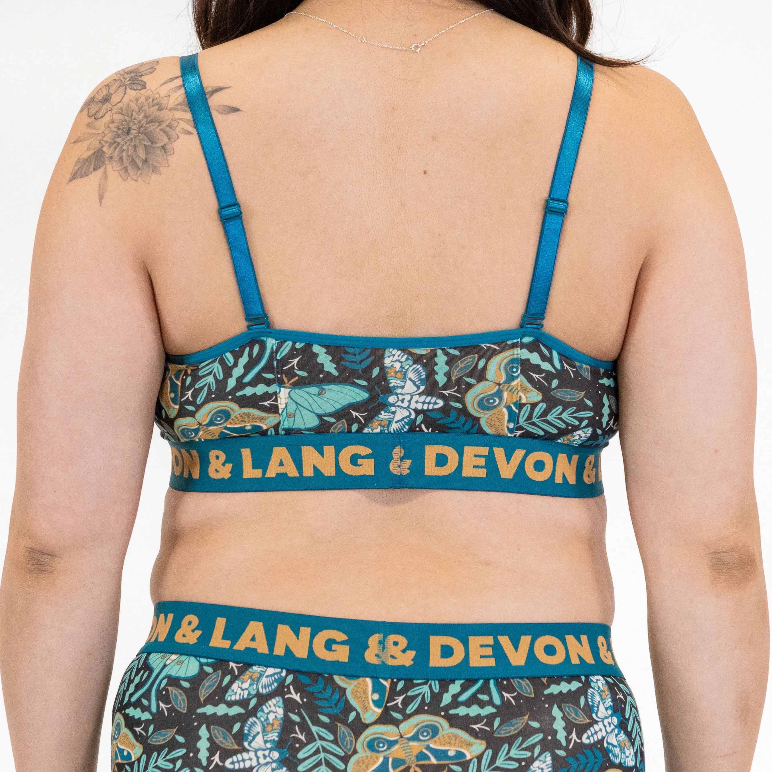 Devon + Lang Bria Wireless Bralette in Midnight Moths print — Cloud Nine Pajamas Edmonton