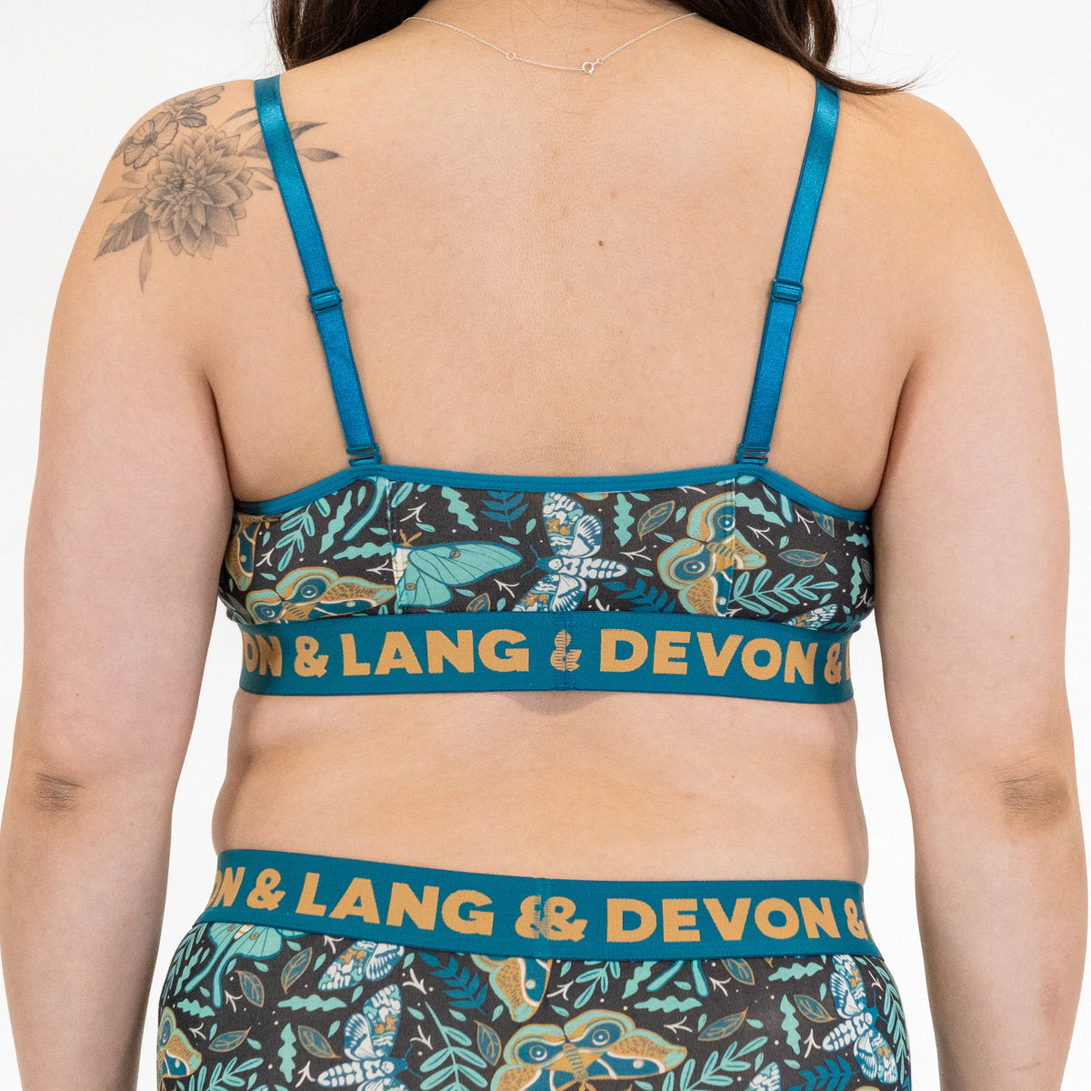 Devon + Lang Bria Wireless Bralette in Midnight Moths print — Cloud Nine Pajamas Edmonton