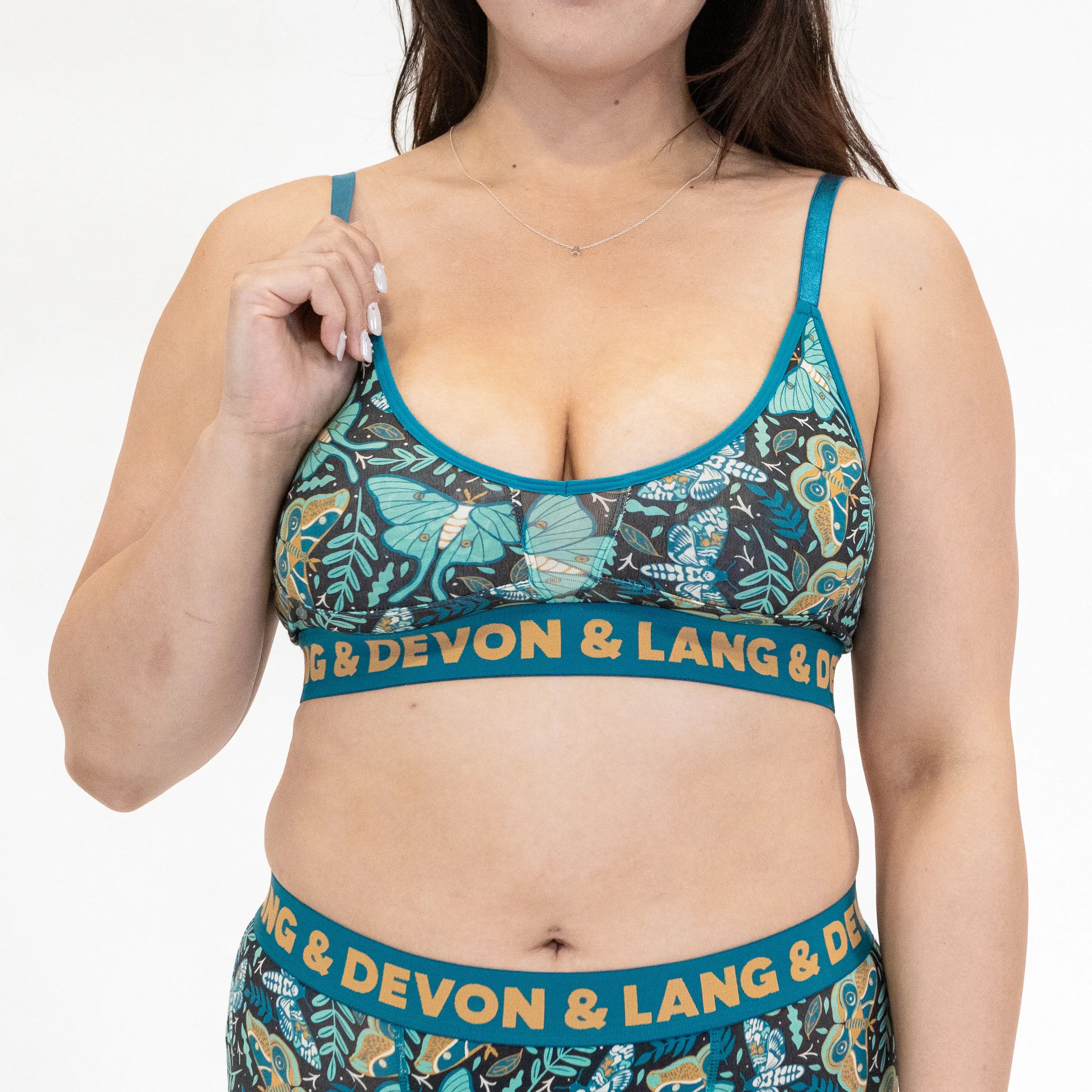 Devon + Lang Bria Wireless Bralette in Midnight Moths print — Cloud Nine Pajamas Edmonton