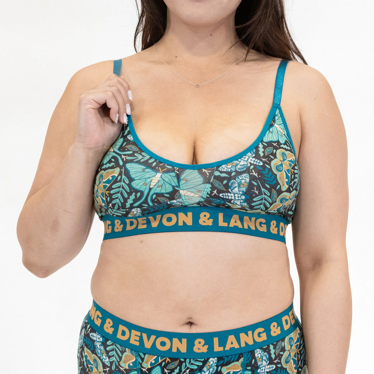 Devon + Lang Bria Wireless Bralette in Midnight Moths print — Cloud Nine Pajamas Edmonton