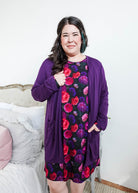 womens long bamboo cardigan with pockets in purple georgia rylan