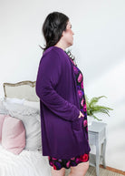 women's long bamboo cardigan with pockets in purple georgia rylan