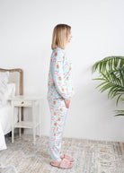 Miranda Nic Coffee and Cocoa Velour PJ Set side view tapered banded ankle — Cloud Nine Pajamas Edmonton