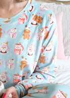 Miranda Nic Coffee and Cocoa Velour PJ Set top detail clean neckline — Cloud Nine Pajamas Edmonton