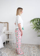 Miranda Nic Sugar Plum Dreams Velour Pant side view straight leg — Cloud Nine Pajamas Edmonton