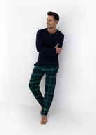 LUKE Men's Super Soft Flannel PJ Set | Navy Henley & Blue Plaid Sensis Poland